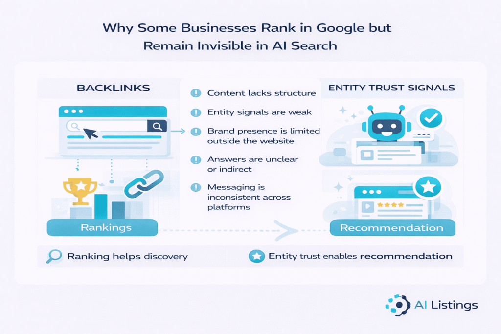 Why Some Businesses Rank in Google but Remain Invisible in AI Search
